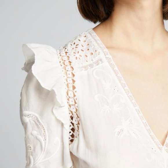 LoveShackFancy Rena Embroidered Ruffle Mini Dress - Picture 2 of 12